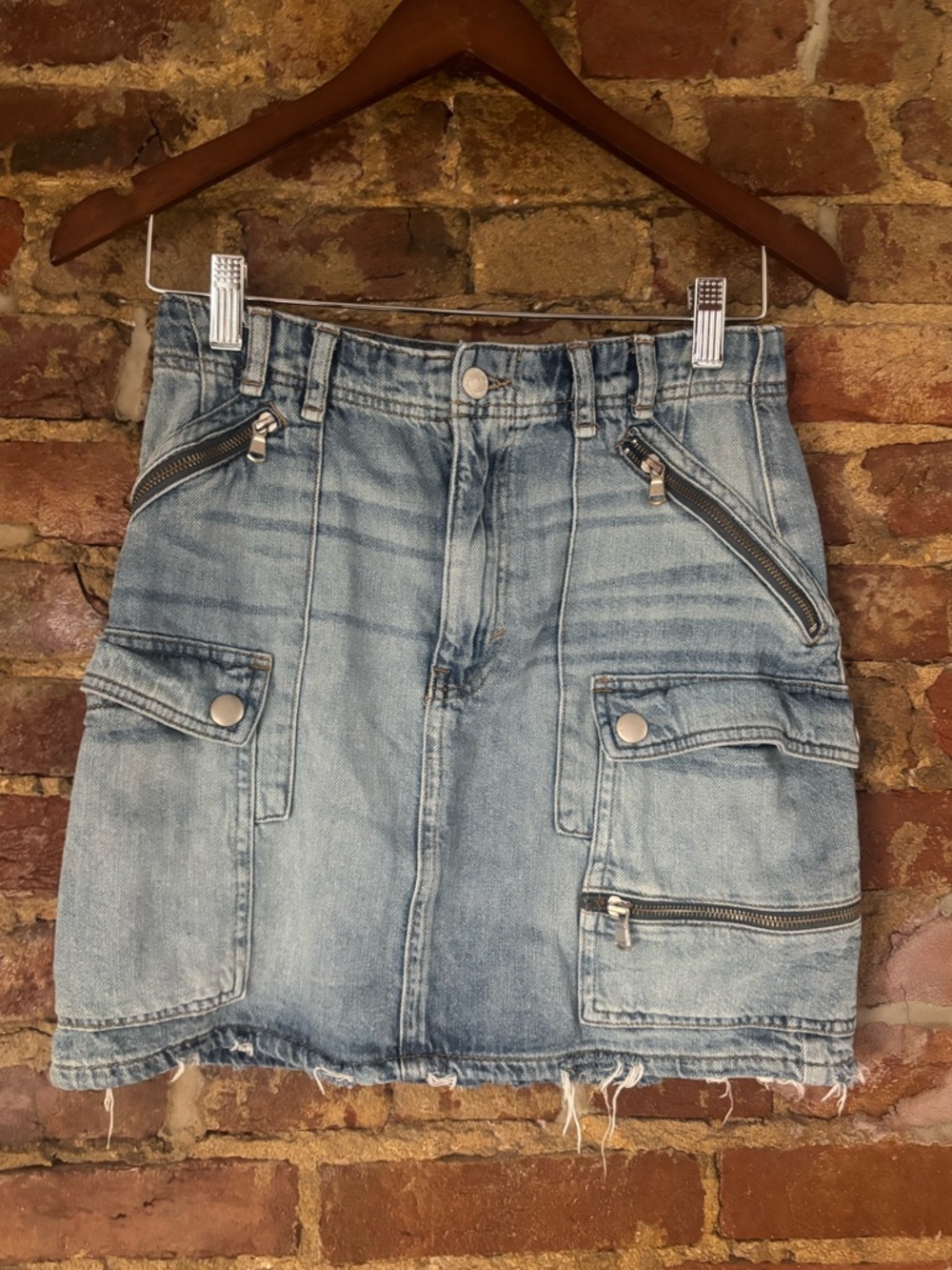Free People We The Free Denim Cargo Mini Skirt